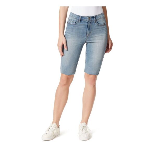 JEANS Womens Light Blue Zippered Pocketed Biker Hem Bermuda Shorts 2\26 - Picture 1 of 1